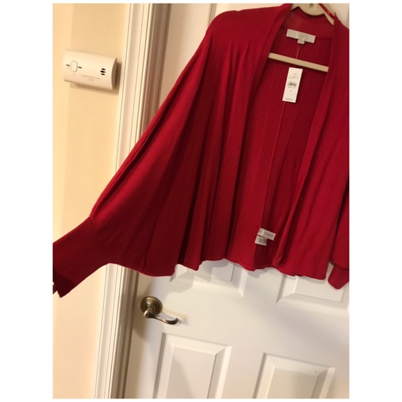 Ann Taylor Loft Cardigan Sweater Open Front Red - Picture 5 of 8